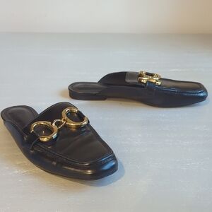 Zara Black Mules with Gold Buckles‎ size 7